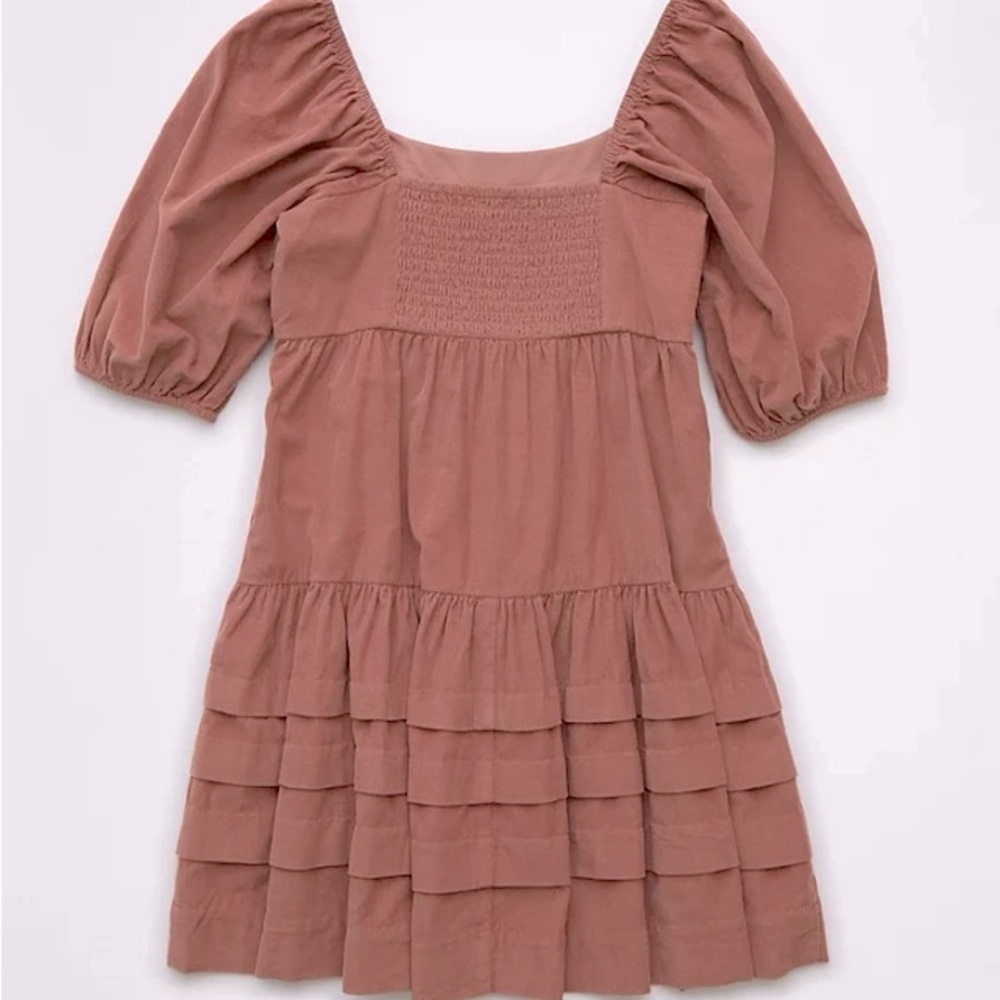 American Eagle Corduroy Puff Sleeve Babydoll Dress NWT